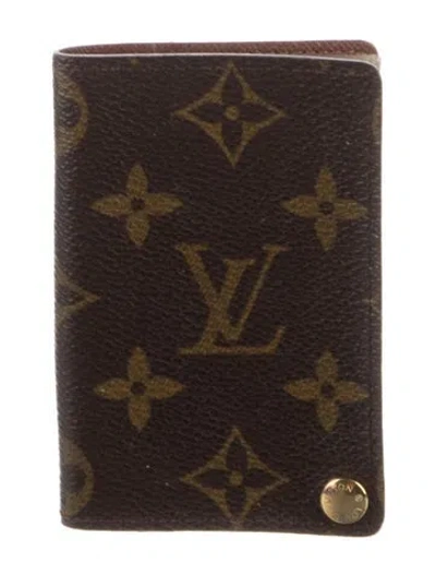 Pre-owned Louis Vuitton Lv Monogram Coated Canvas Card Holder In Brown