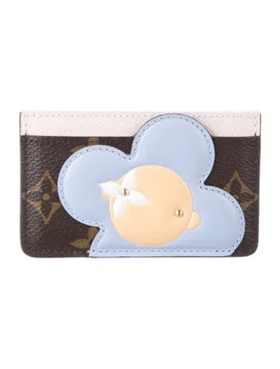 Pre-owned Louis Vuitton Lv Monogram Coated Canvas Card Holder In Brown/pink