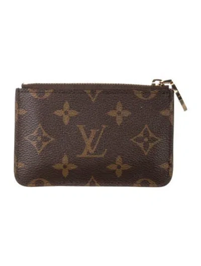 Pre-owned Louis Vuitton Lv Monogram Coated Canvas Card Holder In Brown/pink