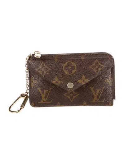 Pre-owned Louis Vuitton Lv Monogram Coated Canvas Card Holder Recto Verso In Brown