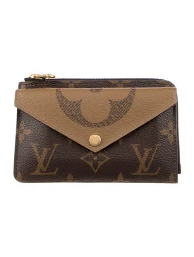 Pre-owned Louis Vuitton Lv Monogram Coated Canvas Card Holder Recto Verso In Brown