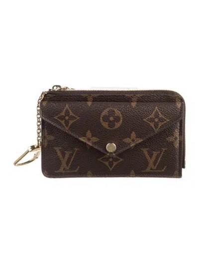 Pre-owned Louis Vuitton Lv Monogram Coated Canvas Card Holder Recto Verso In Brown