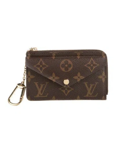 Pre-owned Louis Vuitton Lv Monogram Coated Canvas Card Holder Recto Verso In Brown