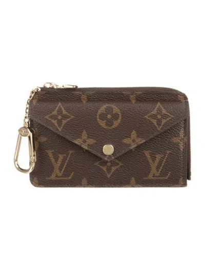Pre-owned Louis Vuitton Lv Monogram Coated Canvas Card Holder Recto Verso In Brown