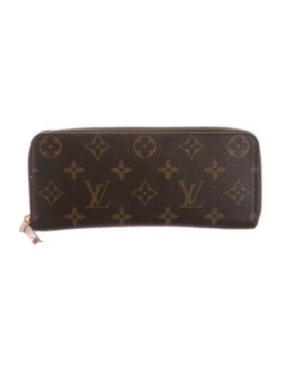 Pre-owned Louis Vuitton Lv Monogram Coated Canvas Clemence Wallet In Brown