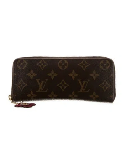 Pre-owned Louis Vuitton Lv Monogram Coated Canvas Clemence Wallet In Multi