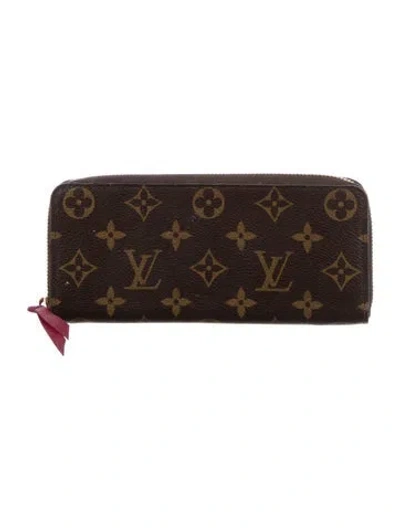 Pre-owned Louis Vuitton Lv Monogram Coated Canvas Clemence Wallet In Multi