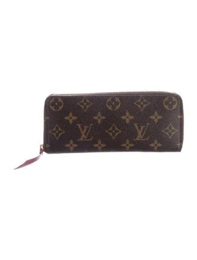 Pre-owned Louis Vuitton Lv Monogram Coated Canvas Clemence Wallet In Multi