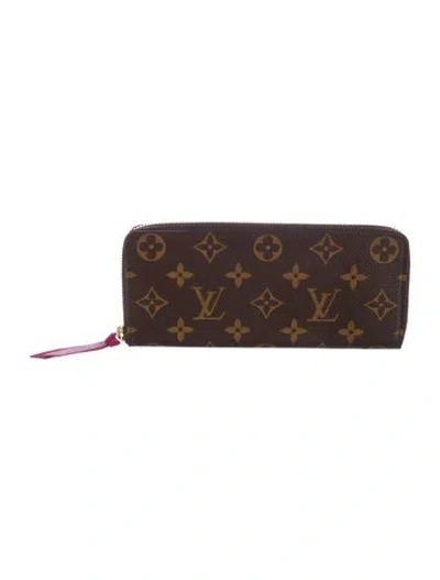 Pre-owned Louis Vuitton Lv Monogram Coated Canvas Clemence Wallet W/ Tags In Brown