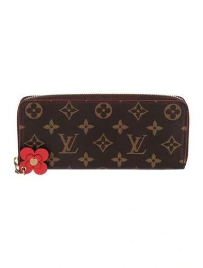 Pre-owned Louis Vuitton Lv Monogram Coated Canvas Clemence Wallet W/ Tags In Brown