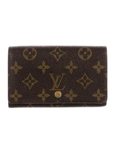 Pre-owned Louis Vuitton Lv Monogram Coated Canvas Compact Wallet In Brown