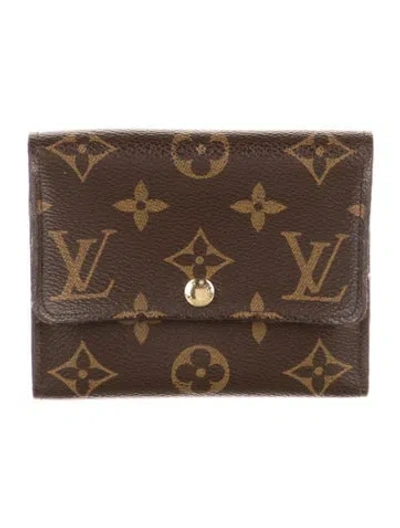 Pre-owned Louis Vuitton Lv Monogram Coated Canvas Compact Wallet In Brown