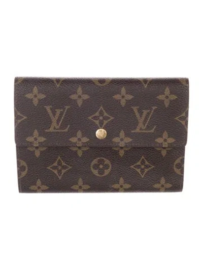 Pre-owned Louis Vuitton Lv Monogram Coated Canvas Compact Wallet In Brown