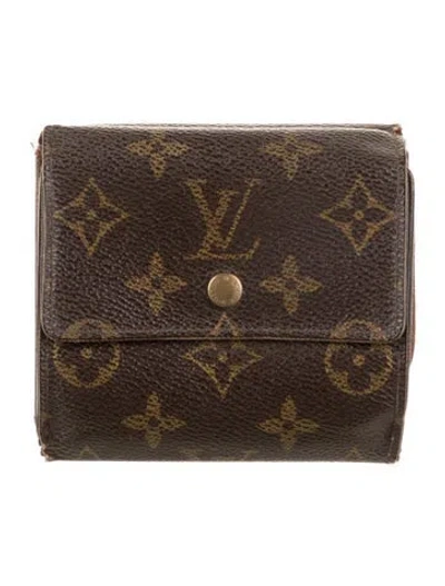 Pre-owned Louis Vuitton Lv Monogram Coated Canvas Compact Wallet In Brown
