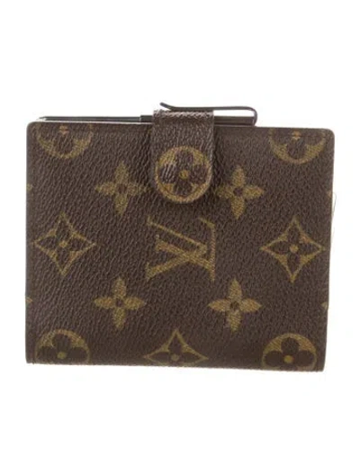 Pre-owned Louis Vuitton Lv Monogram Coated Canvas Compact Zippé Wallet In Brown