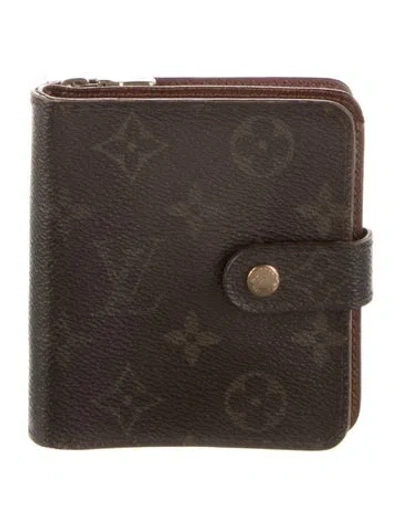 Pre-owned Louis Vuitton Lv Monogram Coated Canvas Compact Zippé Wallet In Brown