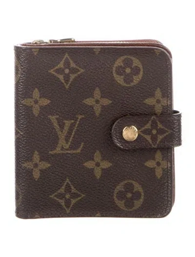 Pre-owned Louis Vuitton Lv Monogram Coated Canvas Compact Zippé Wallet In Brown