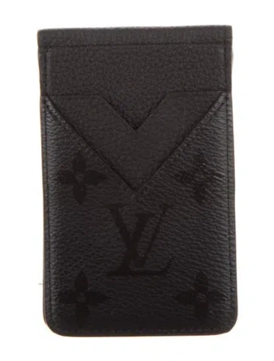 Pre-owned Louis Vuitton Lv Monogram Coated Canvas Ecslipse Card Holder In Black