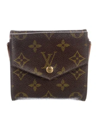Pre-owned Louis Vuitton Lv Monogram Coated Canvas Elise Wallet In Brown