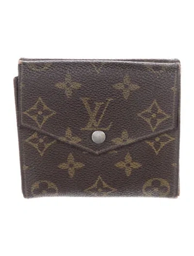 Pre-owned Louis Vuitton Lv Monogram Coated Canvas Elise Wallet In Brown