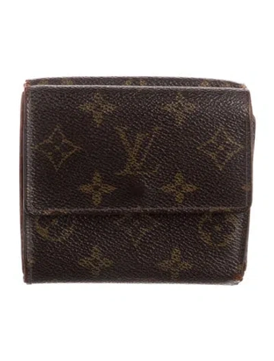 Pre-owned Louis Vuitton Lv Monogram Coated Canvas Elise Wallet In Brown