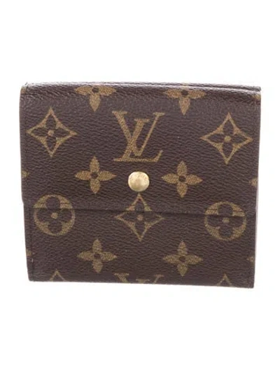 Pre-owned Louis Vuitton Lv Monogram Coated Canvas Elise Wallet In Brown