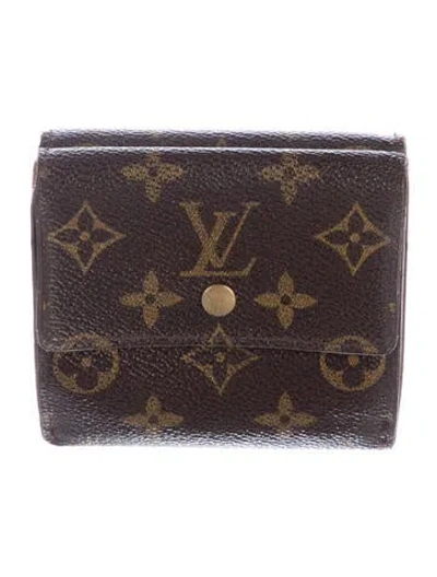 Pre-owned Louis Vuitton Lv Monogram Coated Canvas Elise Wallet In Brown