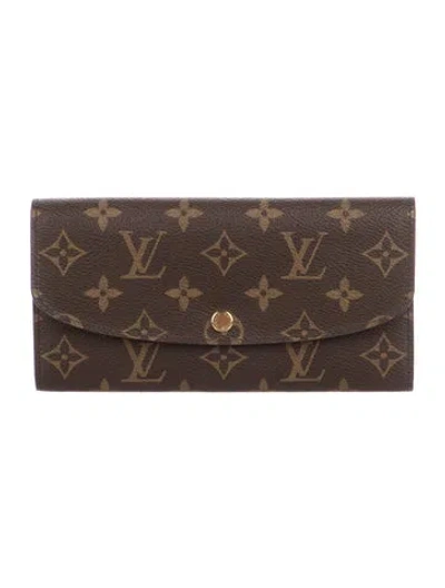 Pre-owned Louis Vuitton Lv Monogram Coated Canvas Emilie Wallet In Brown