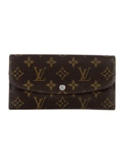 Pre-owned Louis Vuitton Lv Monogram Coated Canvas Emilie Wallet In Brown