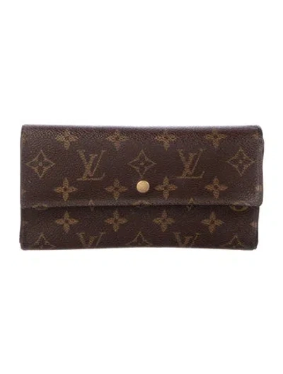 Pre-owned Louis Vuitton Lv Monogram Coated Canvas International Wallet In Brown