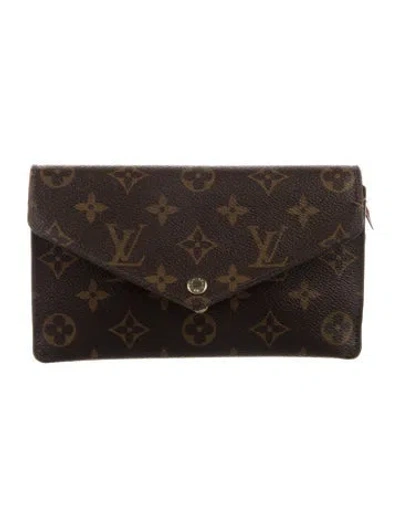 Pre-owned Louis Vuitton Lv Monogram Coated Canvas Jeanne Wallet In Brown