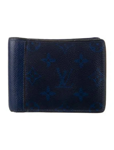 Pre-owned Louis Vuitton Lv Monogram Coated Canvas Multiple Wallet In Blue