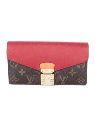 Pre-owned Louis Vuitton Lv Monogram Coated Canvas Pallas Wallet In Brown