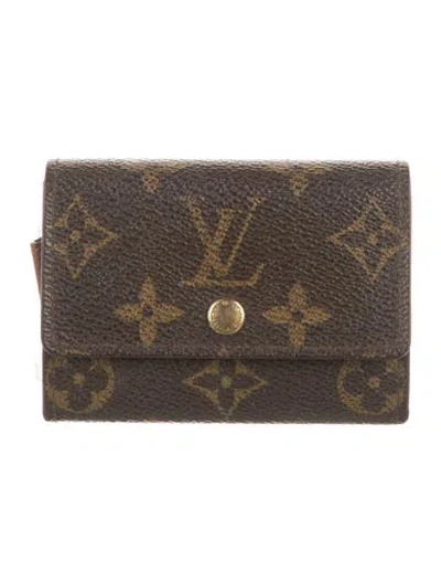 Pre-owned Louis Vuitton Lv Monogram Coated Canvas Pochette Porte-monnaie In Brown