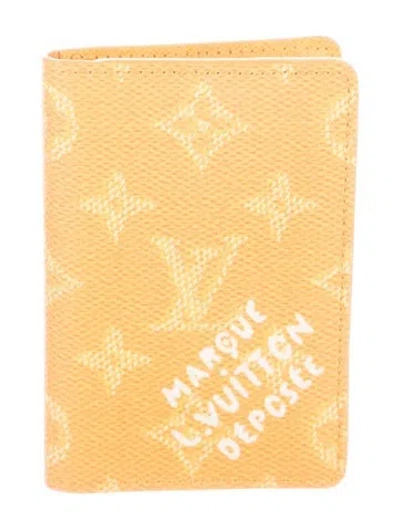 Pre-owned Louis Vuitton Lv Monogram Coated Canvas Pocket Organizer In Yellow