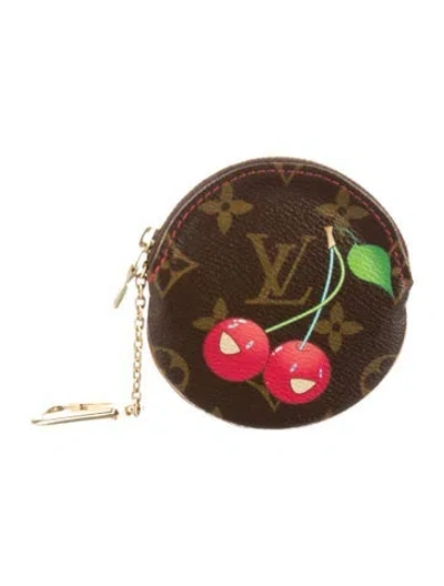 Pre-owned Louis Vuitton Lv Monogram Coated Canvas Round Coin Purse In Brown