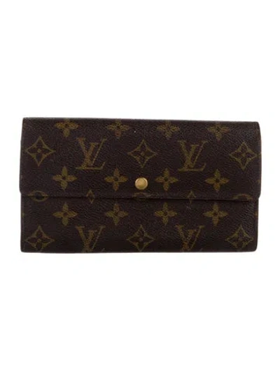 Pre-owned Louis Vuitton Lv Monogram Coated Canvas Sarah Wallet In Brown