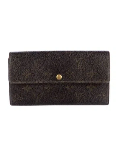 Pre-owned Louis Vuitton Lv Monogram Coated Canvas Sarah Wallet In Brown