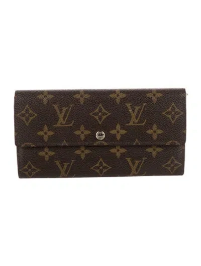 Pre-owned Louis Vuitton Lv Monogram Coated Canvas Sarah Wallet In Brown