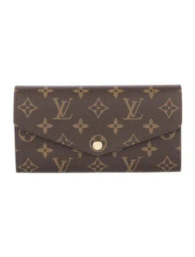 Pre-owned Louis Vuitton Lv Monogram Coated Canvas Sarah Wallet In Brown
