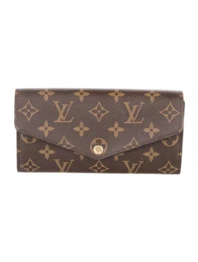 Pre-owned Louis Vuitton Lv Monogram Coated Canvas Sarah Wallet In Brown