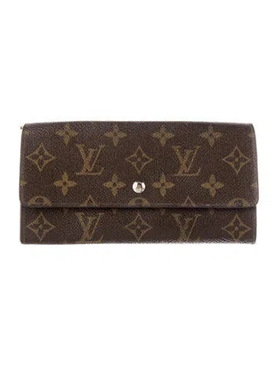Pre-owned Louis Vuitton Lv Monogram Coated Canvas Sarah Wallet In Brown