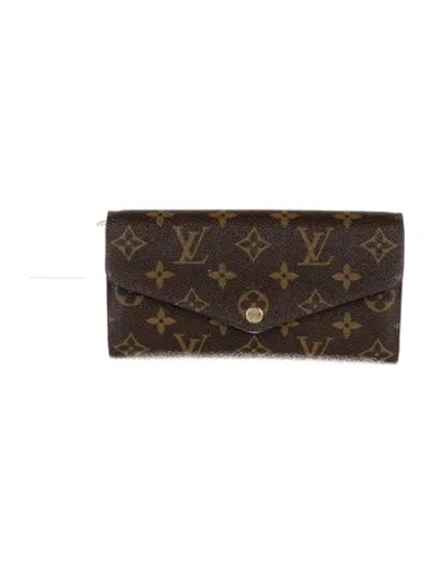 Pre-owned Louis Vuitton Lv Monogram Coated Canvas Sarah Wallet In Brown