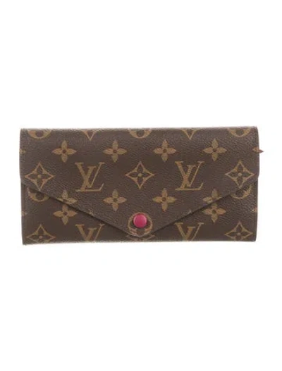 Pre-owned Louis Vuitton Lv Monogram Coated Canvas Sarah Wallet In Brown