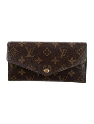 Pre-owned Louis Vuitton Lv Monogram Coated Canvas Sarah Wallet In Brown