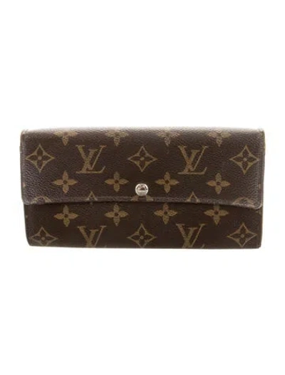 Pre-owned Louis Vuitton Lv Monogram Coated Canvas Sarah Wallet In Brown