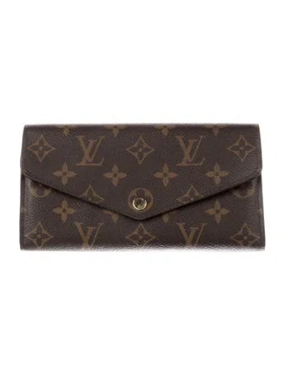 Pre-owned Louis Vuitton Lv Monogram Coated Canvas Sarah Wallet In Brown