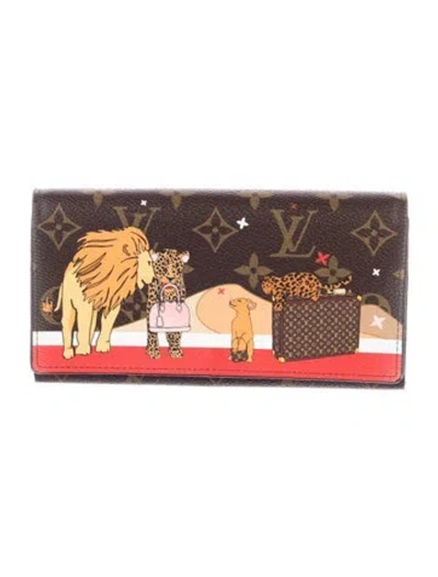 Pre-owned Louis Vuitton Lv Monogram Coated Canvas Sarah Wallet In Brown