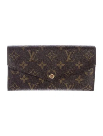 Pre-owned Louis Vuitton Lv Monogram Coated Canvas Sarah Wallet In Brown