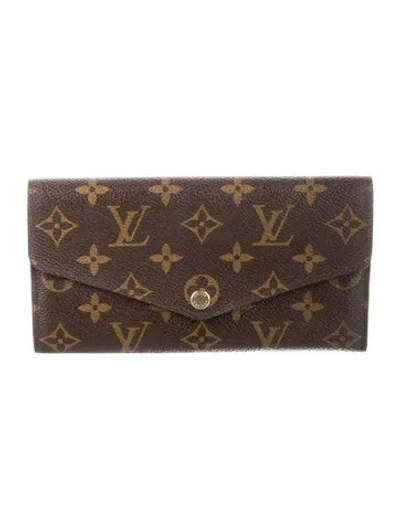 Pre-owned Louis Vuitton Lv Monogram Coated Canvas Sarah Wallet In Brown